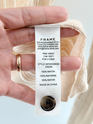 Frame Henley striped texture rayon top, M