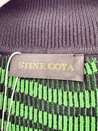 Stine Goya Abstract print knit half zip top with mock neckline, s