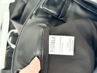Pistola High-waisted faux leather pants with a sleek, polished finish featuring straight leg silhouette, 27