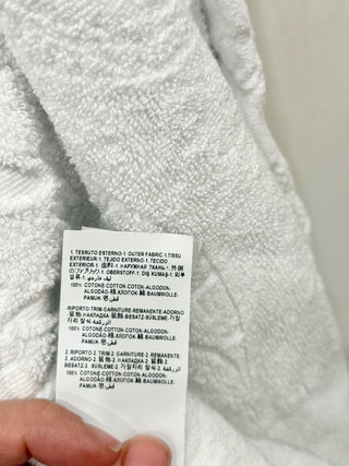 NWOT Versace I Heart Baroque Logo Jacquard Terry Bathrobe White/Gold Women's L