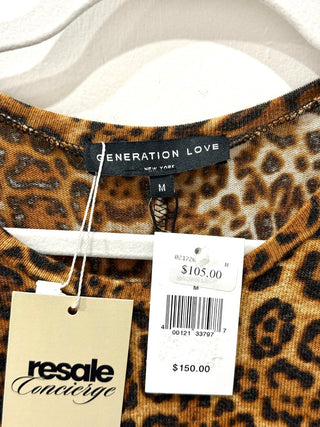 NWT Generation Love Puffed Sleeve Rezi Dress Brown Leopard Women's Size Medium