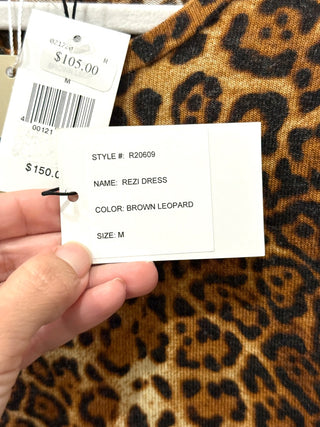 NWT Generation Love Puffed Sleeve Rezi Dress Brown Leopard Women's Size Medium