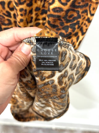 NWT Generation Love Puffed Sleeve Rezi Dress Brown Leopard Women's Size Medium