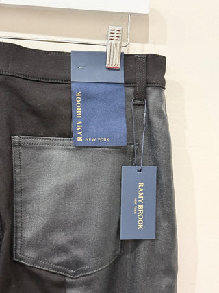 NWT Ramy Brook Coated Vinnie High Rise Wide Leg Jeans Black Women's Size 28