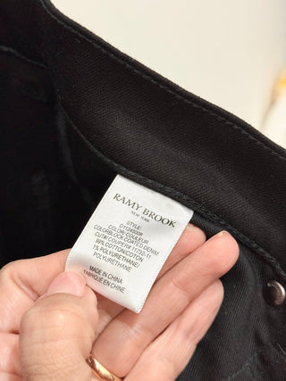 NWT Ramy Brook Coated Vinnie High Rise Wide Leg Jeans Black Women's Size 28