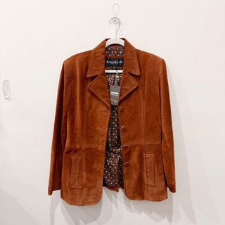 Kenneth Cole Long Sleeve Button-Front Suede Jacket Brown-Orange Women's Size S