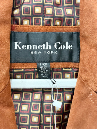 Kenneth Cole Long Sleeve Button-Front Suede Jacket Brown-Orange Women's Size S