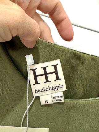 Haute Hippie Asymmetric Ruffle One-Shoulder Mini Dress Green Women's Size Small