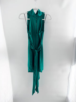 Amanda Uprichard Sandrine Sleeveless Halter Neck Mini Dress Dark Green Women's S