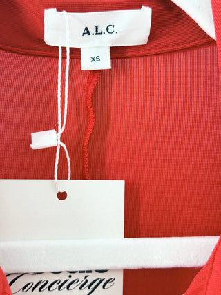 A.L.C. Larsen Long Sleeve Snap Button Ruched Shirt Top Pompeian Red Women's XS