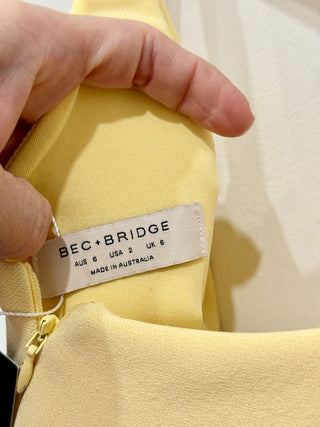 Bec + Bridge Sleeveless Cutout Midi Sheath Dress Light Yellow Women's Size US 2