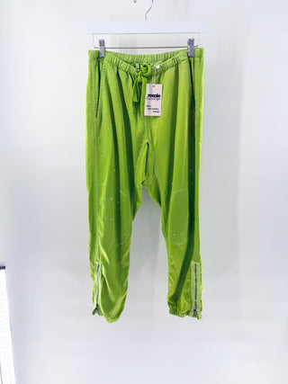 Free City Life Nature Love Paint Splatter Drawstring Sweatpants Lime Green Small