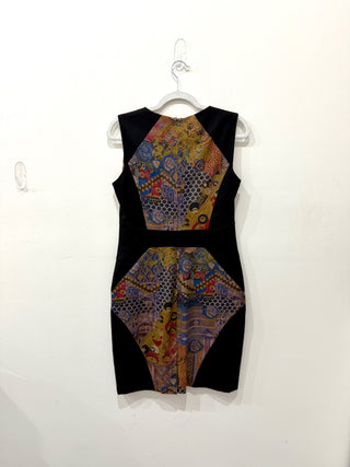 ETRO Patchwork Crewneck Sheath Dress Black Multicolor Women's Size IT 44/US 8-10