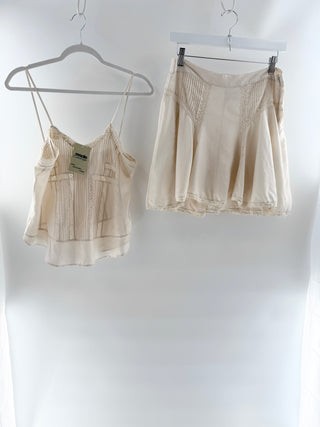 Isabel marant zia skirt and zarkia top 100% silk matching set, 38 FR / US 6