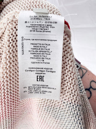 etro multicolor floral paisley silk linen knit cardigan & midi skirt, 42 / 40