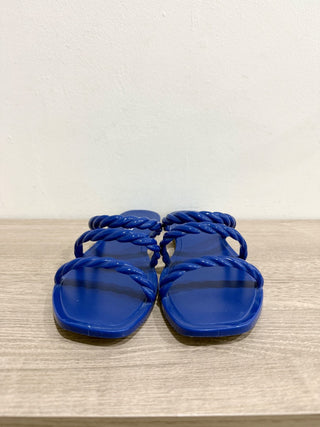 Schutz Diana Braided Strap Slip On Slide Jelly Sandals Royal Blue Women's Size 8