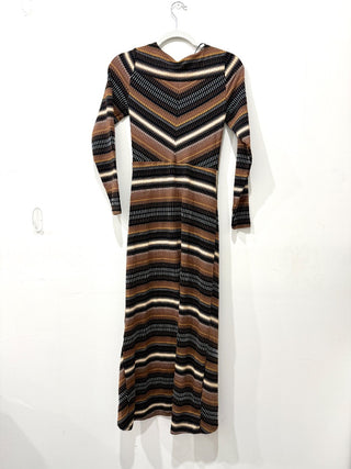 NWT Maeve by Anthropologie Striped Wrap Midi Dress Brown Multi Women's Size XS