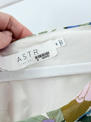 ASTR the Label Santorini Floral One-Shoulder Midi Dress Off White Retro Floral M