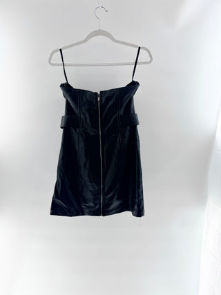 Anthropologie strapless mini dress faux leather, 6