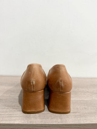 NWOT Nisolo Fiorela Go-To Mid Heel Slip On Leather Pump Shoes Tan Women's US 9