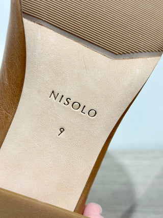 NWOT Nisolo Fiorela Go-To Mid Heel Slip On Leather Pump Shoes Tan Women's US 9