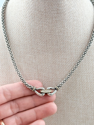 Lagos derby caviar buckle rope sterling silver and 18 k necklace