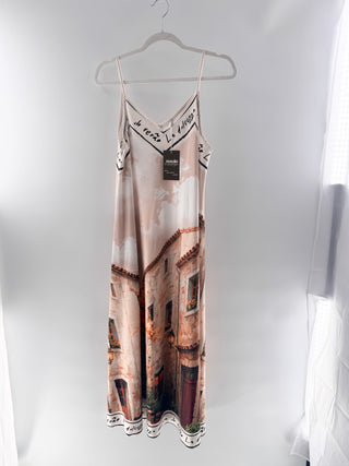 n.a. Printed silk slip maxi dress, M