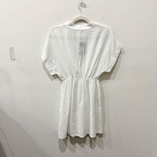 Honorine Beatriz Short Sleeve Plunging V-Neck Coverup Mini Dress White Women's S