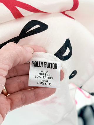 NWT Holly Fulton Writing Cocktail Dress w/ Beading & Full Skirt Multi 12 UK/US 8