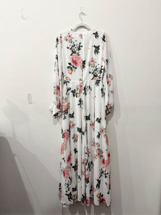 NWT Yumi Kim Giselle Floral V-Neck Chiffon Maxi Dress White/Pink Women's Size M