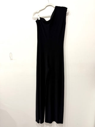 Norma Kamali Drop Shoulder Stretch Straight Jumpsuit Black Women's Size Medium