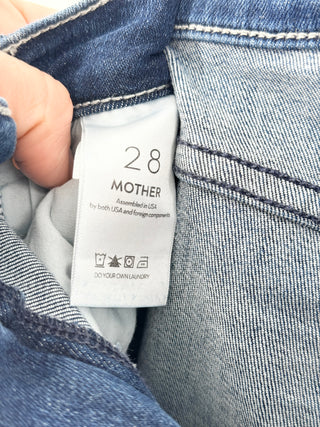 Mother mid rise dazzler ankle fray jeans, 28