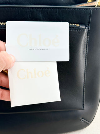 Chloe two tone leather bag top handle amelia