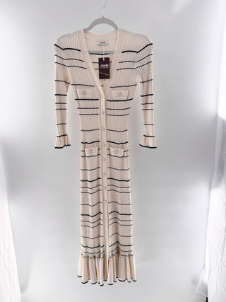 Sandro Chic striped ribbed midi dress, S