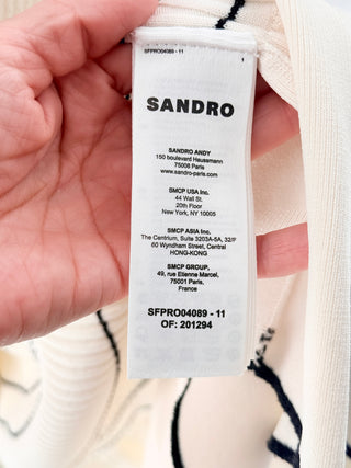 Sandro Chic striped ribbed midi dress, S