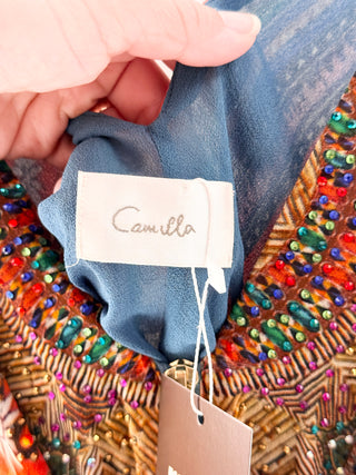 Camilla Vibrant embellished silk kaftan dress, M