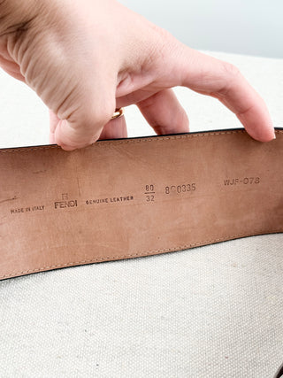 Fendi extra wide FF buckle belt leather, 80/32
