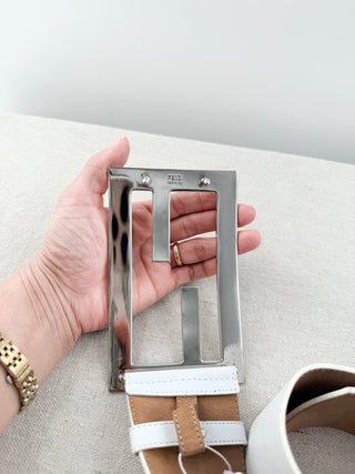 Fendi extra wide FF buckle belt leather, 80/32