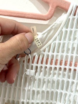 Elie Tahari 100% Cotton Ophelia Sleeveless Lined Lace Dress White Women's Size 8