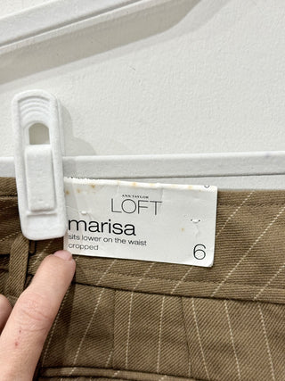 NWT Ann Taylor by LOFT Marisa Pinstriped Cropped Pants Brown Women's Size 6