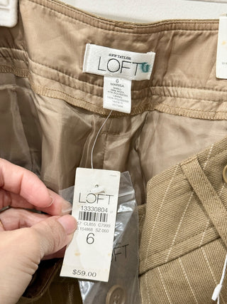 NWT Ann Taylor by LOFT Marisa Pinstriped Cropped Pants Brown Women's Size 6