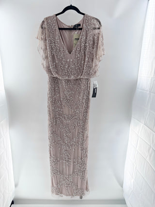 Aidan Mattox v neck blouson beaded gown dress, 12