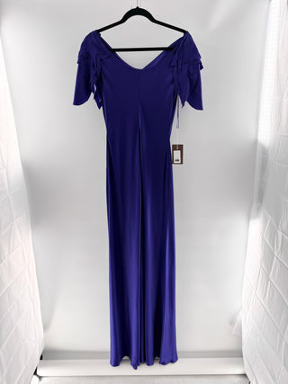Alberta Ferretti Stunning royal blue satin gown, 4