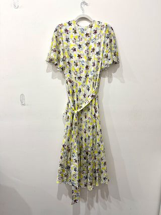 Tanya Taylor Blaire Floral Print Silk-Blend Wrap Flounce Dress Multicolor Womens Size 2