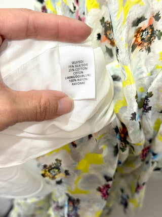 Tanya Taylor Blaire Floral Print Silk-Blend Wrap Flounce Dress Multicolor Womens Size 2