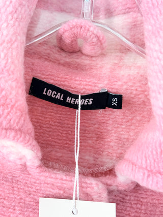 Local Heroes Twiggy Plaid Long Sleeve Shirt Jacket Pink White Women's Size XS