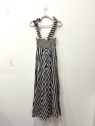 Zimmermann Honour Sleeveless Linen Chevron Maxi Dress Black White Size 0 / XS