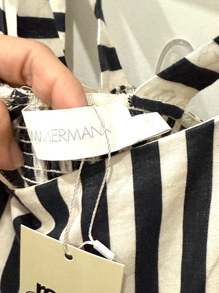 Zimmermann Honour Sleeveless Linen Chevron Maxi Dress Black White Size 0 / XS