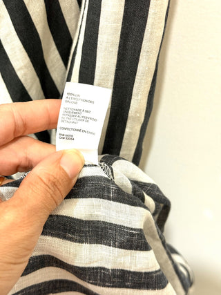 Zimmermann Honour Sleeveless Linen Chevron Maxi Dress Black White Size 0 / XS