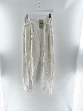 Mes Demoiselles White cotton high waisted tailored pants, 36